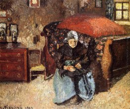Elderly Woman Mending alte Kleidung, Moret Elderly Woman Mending alte Kleidung, Moret