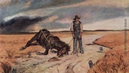 Bauer mit Pferd zusammengebrochenem Bauer mit Pferd zusammengebrochenem