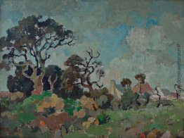 Landschaft mit Bäumen und Häuser Landschaft mit Bäumen und Häuser