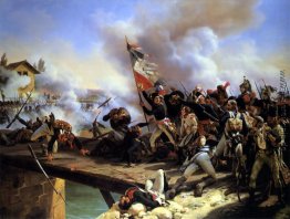 Napoleon Bonaparte führenden seine Truppen über die Brücke von A Napoleon Bonaparte führenden seine Truppen über die Brücke von A