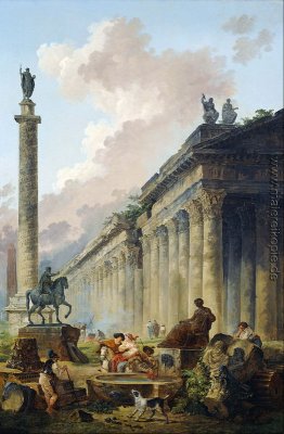 Imaginary Ansicht von Rom mit Reiterstatue von Marcus Aurelius, Imaginary Ansicht von Rom mit Reiterstatue von Marcus Aurelius,