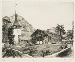 Die Kirche und der Turm von Gsteig, im Kanton Bern, Schweiz Die Kirche und der Turm von Gsteig, im Kanton Bern, Schweiz