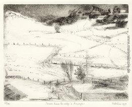 Schneelandschaft in Arveyes im Kanton Waadt - Ätzen Druckkunst a Schneelandschaft in Arveyes im Kanton Waadt - Ätzen Druckkunst a