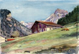 Berg-Landschaft von Frenières, einem alpinen Standort oberhalb v Berg-Landschaft von Frenières, einem alpinen Standort oberhalb v