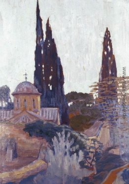 Kirche mit Cypress Kirche mit Cypress