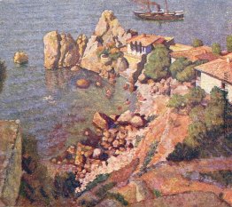 Gurzuf. Blick auf den Tschechows Haus und Strand Gurzuf. Blick auf den Tschechows Haus und Strand