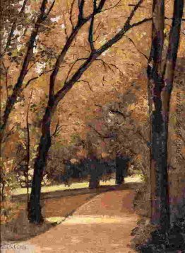 Yerres, Weg durch das alte Wachstum Wald im Park Yerres, Weg durch das alte Wachstum Wald im Park