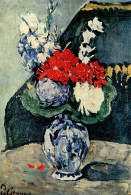 Stillleben, Delft Vase mit Blumen Stillleben, Delft Vase mit Blumen