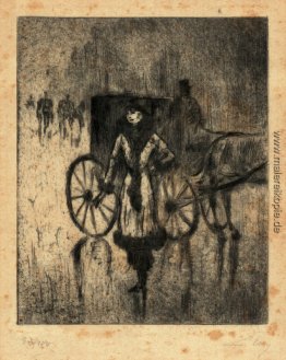 Dame vor Pferdedroschke im Tiergarten Dame vor Pferdedroschke im Tiergarten