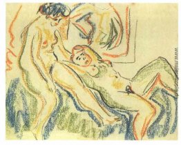 Zwei weibliche Akte in einer Couch Zwei weibliche Akte in einer Couch