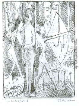 Arching Mädchen im Holz Arching Mädchen im Holz