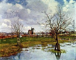 Landschaft mit überschwemmten Feldern Landschaft mit überschwemmten Feldern