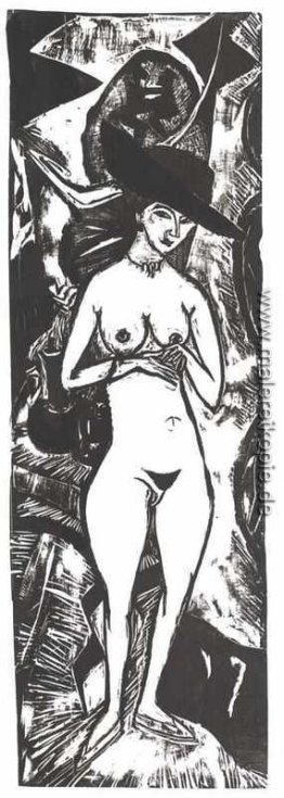 Weiblicher Akt mit schwarzem Hut Weiblicher Akt mit schwarzem Hut