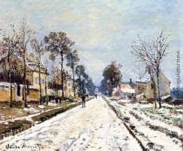 Schnee-Effekt, die Straße zu Louveciennes Schnee-Effekt, die Straße zu Louveciennes