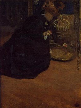 Frau mit einem Parakeet Frau mit einem Parakeet
