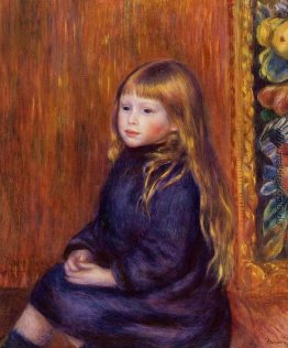 Sitzende Kind in einem blauen Kleid Sitzende Kind in einem blauen Kleid