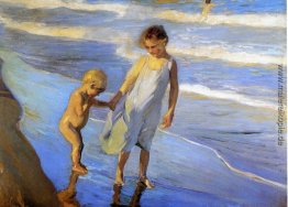 Valencia, zwei kleine Mädchen auf einem Strand Valencia, zwei kleine Mädchen auf einem Strand