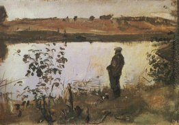 Künstler K. Korovin am Ufer des Flusses Künstler K. Korovin am Ufer des Flusses