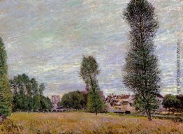Das Dorf Moret, von den Feldern gesehen Das Dorf Moret, von den Feldern gesehen
