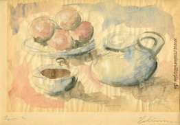 Stillleben mit Obst und Pfannen Stillleben mit Obst und Pfannen