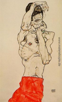 Standing Male Nude mit rotem Lendentuch Standing Male Nude mit rotem Lendentuch