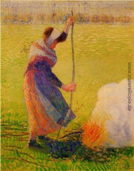 Frau Verbrennung von Holz Frau Verbrennung von Holz