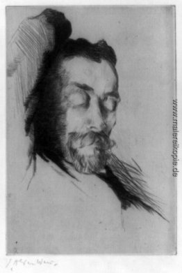 Kaltnadelradierung Porträt der amerikanische Maler Theodore Robi Kaltnadelradierung Porträt der amerikanische Maler Theodore Robi