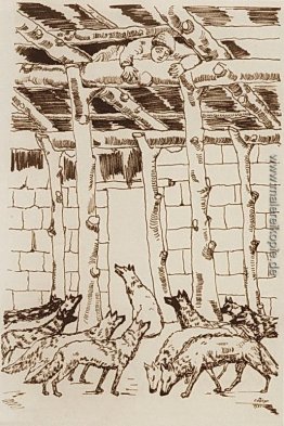 Illustration für die Geschichte von Hovhannes Tumanyan 'Wolf' Illustration für die Geschichte von Hovhannes Tumanyan 'Wolf'