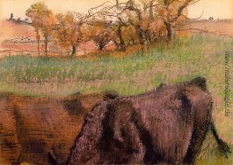 Landschaft. Kühe im Vordergrund Landschaft. Kühe im Vordergrund