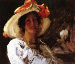 Porträt von Clara Stephens einen Hut mit einem orange Band Porträt von Clara Stephens einen Hut mit einem orange Band
