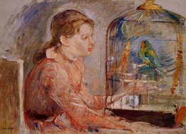 Junges Mädchen und der Budgie Junges Mädchen und der Budgie