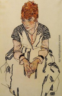 Die Schwester des Künstlers in Law in einem gestreiften Kleid Die Schwester des Künstlers in Law in einem gestreiften Kleid