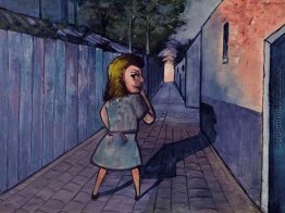 Schulmädchen in einer Lane Schulmädchen in einer Lane