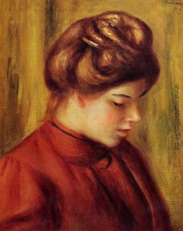 Profil von einer Frau in einem roten Bluse Profil von einer Frau in einem roten Bluse