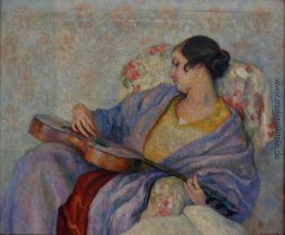 Frau spielt die Gitarre Frau spielt die Gitarre