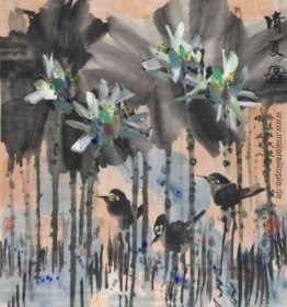 Lotus mit Vögeln Lotus mit Vögeln