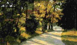 Yerres, Weg durch den Wald im Park Yerres, Weg durch den Wald im Park