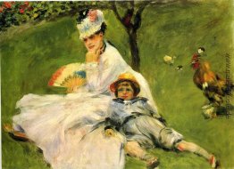 Camille Monet und ihr Sohn Jean in der Garten in Argenteuil Camille Monet und ihr Sohn Jean in der Garten in Argenteuil