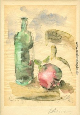 Stillleben mit Granatapfel, Flasche und Stuhl Stillleben mit Granatapfel, Flasche und Stuhl