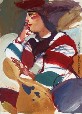 Theater Abbildung auf einem gelben Sofa Theater Abbildung auf einem gelben Sofa