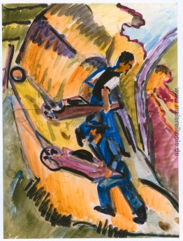 Männer mit Schubkarren Männer mit Schubkarren