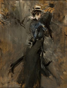 Dame trägt einen Strohhut (Morgen Promenade) Dame trägt einen Strohhut (Morgen Promenade)