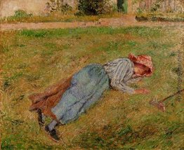 Ruhen, Bauernmädchen auf dem Gras, Pontoise Liegen Ruhen, Bauernmädchen auf dem Gras, Pontoise Liegen