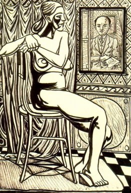 Sitzender weiblicher Akt und Künstlerselbstporträt Sitzender weiblicher Akt und Künstlerselbstporträt