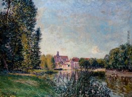 Loing Fluss und Kirche von Moret Loing Fluss und Kirche von Moret