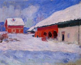 Rote Häuser am Bjornegaard im Schnee, Norwegen Rote Häuser am Bjornegaard im Schnee, Norwegen