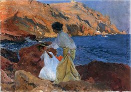 Clotilde und Elena auf den Felsen am Javea Clotilde und Elena auf den Felsen am Javea