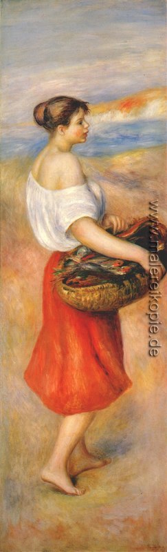 Mädchen mit einem Korb von Fisch Mädchen mit einem Korb von Fisch