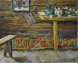 Ein Workshop. Tomaten auf der Bank. Ein Workshop. Tomaten auf der Bank.