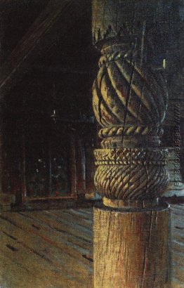 Geschnitzte Säule im Refektorium des Petropavlovsk Kirche im Dor Geschnitzte Säule im Refektorium des Petropavlovsk Kirche im Dor